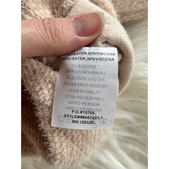 Emory Park Women's Cropped Collared Sweater‎ Long Sleeves Tan Size Medium - Picture 11 of 12